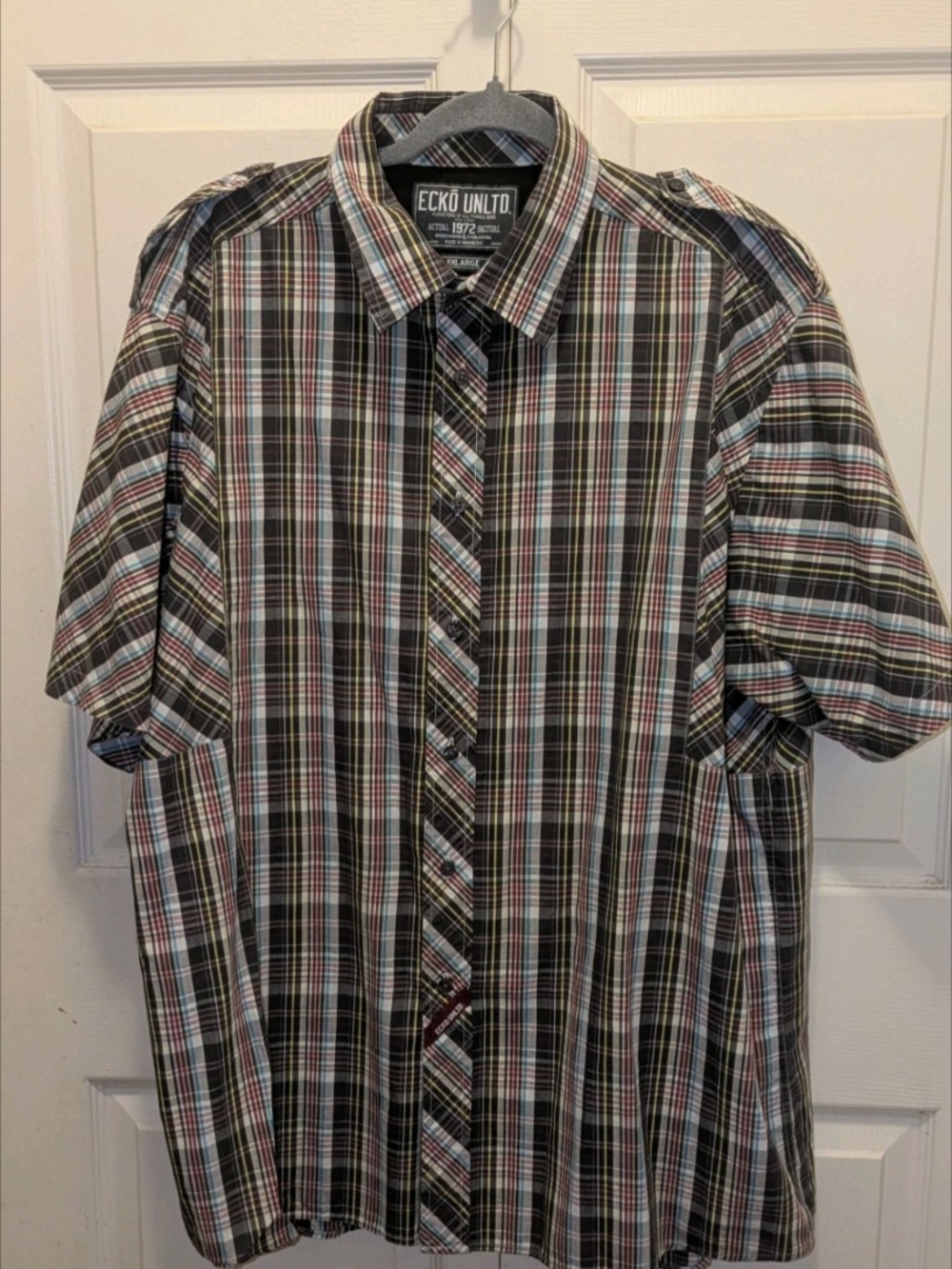 Ecko Unltd Men’s Short Sleeve 1972 Throwback Plaid Button-Down Shirt
